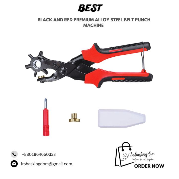 Black and Red Premium Alloy Steel Belt Punch Machine