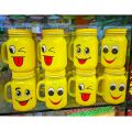Exceptional Quality - Beautiful Emoji Glass Mason Jar With Lid And Straw 450Ml - Vintage Choice For Stylish Beverages.