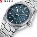 CURREN 8439 Silver Stainless Steel Analog Watch For Men - Royal Blue & Silver.