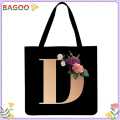 (New){ BAGOO } Alphabet flower Printed houlder hopping Bag Caual Large Tote Handbag.