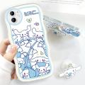TA for iPhone 11 Back Cover Cute Melody Kuromi Fashion Wavy Phone Case With Free Holder Camera Protection Transparent TPU Soft Cover for Girls. 
