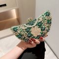 Green Color Women Evening Bags With Rhinestones Hollow Out Style Clutch Diamonds Moon Design Wedding Glitter Luxury Lady Bridal.