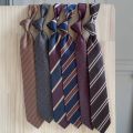 Red Coffee Color Cashew Striped Geometry Pattern 8cm Polyester Tie for Man Groom Suit Wedding Business Necktie. 