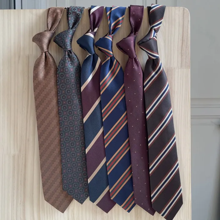 Red%20Coffee%20Color%20Cashew%20Striped%20Geometry%20Pattern%208cm%20Polyester%20Tie%20for%20Man%20Groom%20Suit%20Wedding%20Business%20Necktie%20-%20Image%204