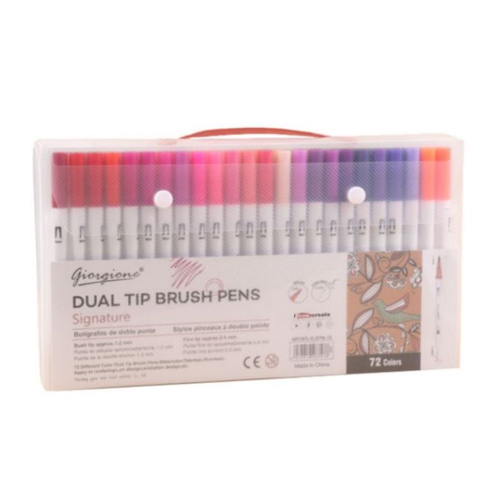 Giorgione 72 Pcs Dual Art Brush Pens Art Markers Set Brush Tip with Fineliner 0.4mm Markers Pen for Writing Drawing Adult Coloring Books Planner Sketch Book Calendar Note