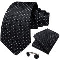 2023 New Black And White Dot Formal Business For Men Silk Polyester Wedding Party Men Suits Groom Accessories Man. 