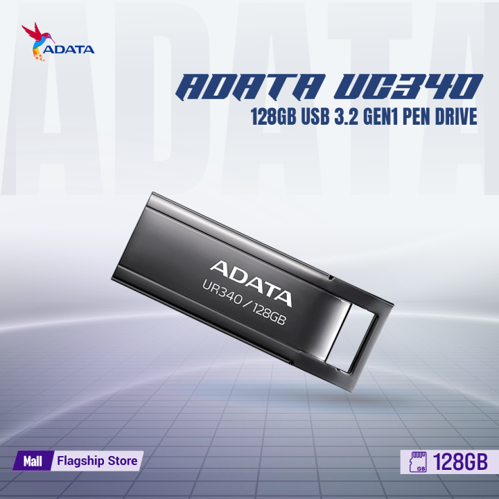 ADATA UR340 128GB USB 3.2 Gen1 Pen Drive with Backward Compatible with USB 2.0 Support Windows, MacOS and Linux