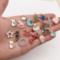 30/60/100pcs Random Mix Enamel Floating Charms For Jewelry Making Supplies DIY Locket Components Flowers Heart Charm Accessories.