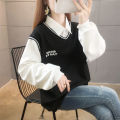 Shirt Collar False Two-Piece Sweaters Female Student Korean Style Loose-Fitting Autumn/Winter Wear Thin Fleece-Lined Thicken Lazy StyleinsTide.