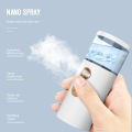 1Pc USB Ultrasonic Nano Mist Sprayer Grils Ladies Facial Air Hydrating Humidifier Instrument Spray Machine Steaming Face Moisturizing【Facial Steamer 】.