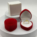 Velvet Jewelry Box Soft Lining Compact Decorative Ring Case Red Heart Shaped Earring Holder for Wedding Gift Proposal Jewelry.