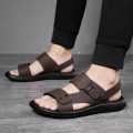 New Stylish Fashionable A T Leather Sandal for Men-Chocolate. 