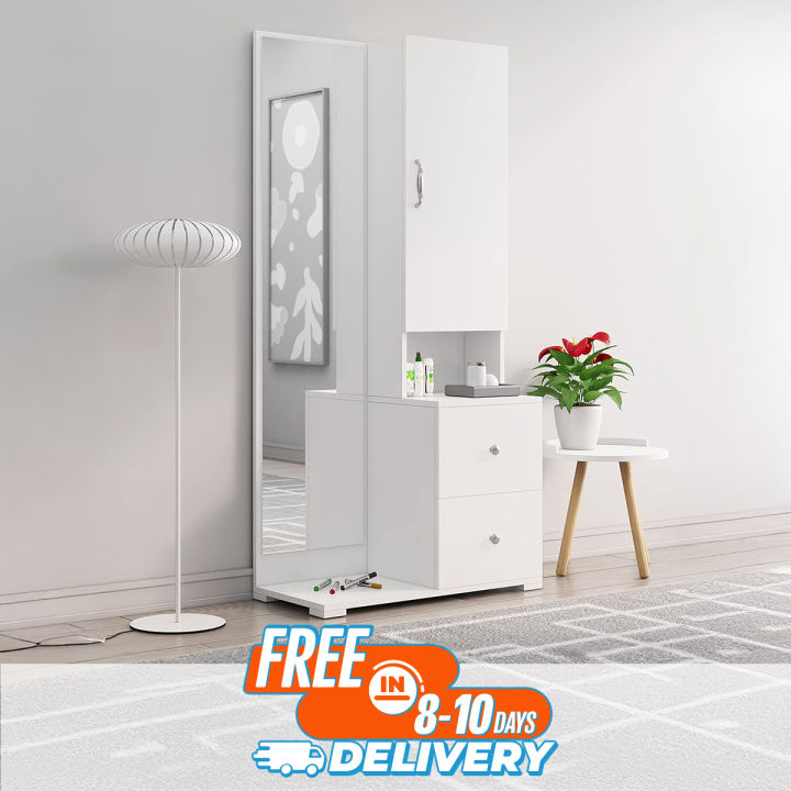 Bniture Modern Dressing Table For Bedroom With 2 Drawer, Mirror And Huge Storage Space | Long Dresser Vanity Table With Full View Mirror 72/30