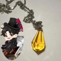 Novel Lord Of The Mysteries Klein Moretti Cosplay Necklace Unisex Yellow Crystal Pendulum Pendant Choker Jewelry Accessory Gift. 
