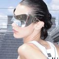 Oversized Futuristic Shield Sunglasses for Women Men Fashion Silver Mask Visor Sun Glasses Female Punk Y2K Eyeglasses. 