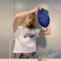 IELGY women's letter print short bottoming slim T-shirt.
