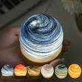 3D Planet Crystal Ball LED Night Light Moon Galaxy USB Night Light Bedroom Bedside Atmosphere Table Decoration Lamp.