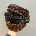 Daily Six Strand Wig Headband Wide Simple Female Hairbands Twist Braided Hair Hoop Daily Retro Wash Face Headdress.