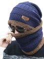 BLUE COLOR COTTON&FLEECE  WINTER HAT & NECK  CAP WARMER FOR MEN .. 