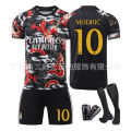 Football form 2425 red and bla dragon pattern ersion children's training adult suit sports team form group bu men's and women's jerse.