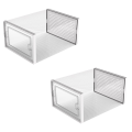 Shoe Storage Box, Clear Transparent Shoe Storage Boxes Hard Plastic Stackable Organiser Containers Bins Easy to Use White. 
