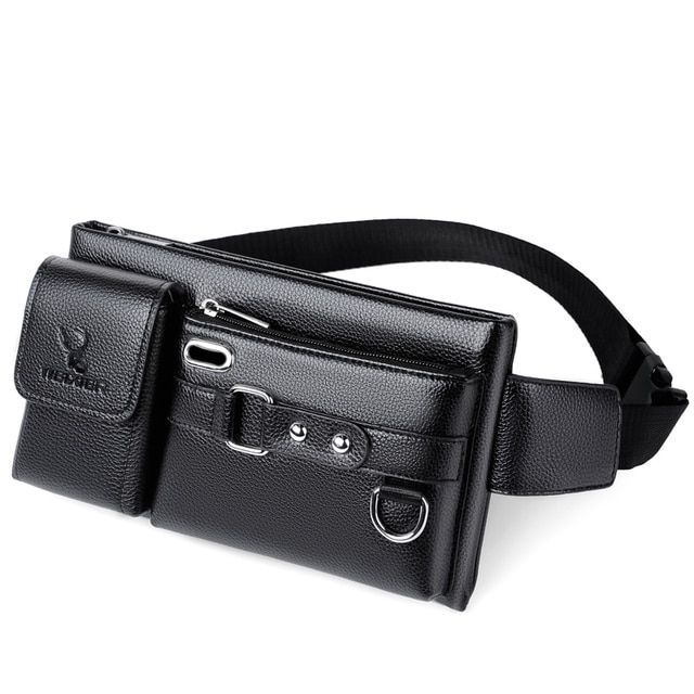 Top PU Leather Waist Packs Crossbody Bags Men Waist Bags
