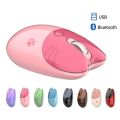 Pink Bluetooth +2.4G Wireless Mouse Cute Cat Silent Click Bluetooth Mouse Adjustable DPI Portable Mouse for Computer iPad Laptop. 