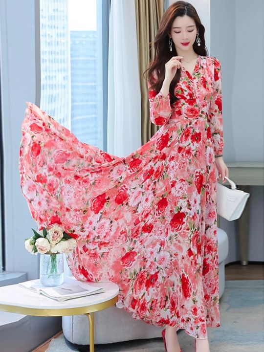 2023%20Beach%20Floral%20Chiffon%20Midi%20Dress%20Women%20Luxury%20Elegant%20Spring%20Summer%20Korean%20Fashion%20Casual%20Bodycon%20Party%20Evening%20Long%20Dresses%20-%20Image%202