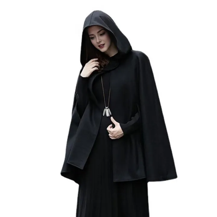 Women%20Cape%20Coat%20Retro%20Women's%20Cape%20Coat%20with%20Hood%20for%20Winter%20Warmth%20Style%20Knee-length%20Shawl%20Cloak%20with%20Single-button%20Closure%20-%20Image%204