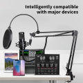 Professional Anchor Capacitance Microphone Wireless Bluetooth Connection for PC Karaoke Live Streaming Studio Recording BM800 Ar. 