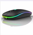 Rechargeable Wireless RGB Waterproof Optical Mouse, For Pc and Laptop Gamer Dual Model 2.4GHz Mouse - Nano receiver - Palm Grip - Black Fun Gaming - Optical Wireless Mouse.