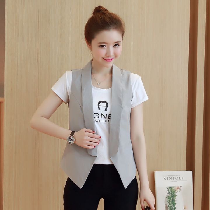 Spring%20Summer%20Women%20Vest%20Black%20Gray%20Sleeveless%20Jacket%20Coat%20Korean%20Elegant%20Office%20Ladies%20Slim%20Blazer%20Waistcoat%20-%20Image%202