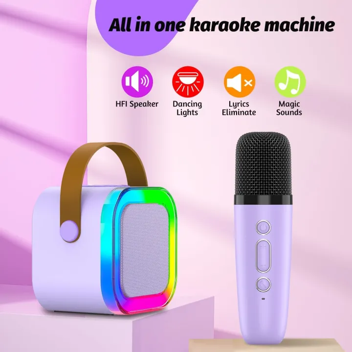 K12%20Kids%20Karaoke%20Microphone%20Speaker%20Machine%20Bluetooth-Compatible%20Wireless%20Karaoke%20Mic%20Speaker%20with%20RGB%20LED%20Light%20-%20Image%204