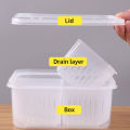 Refrigerator Storage Box 4 Grid Food Vegetable Fruit Storage Box Fridge Organizer Drain Basket Meat Onion Ginger Clear Crisper.