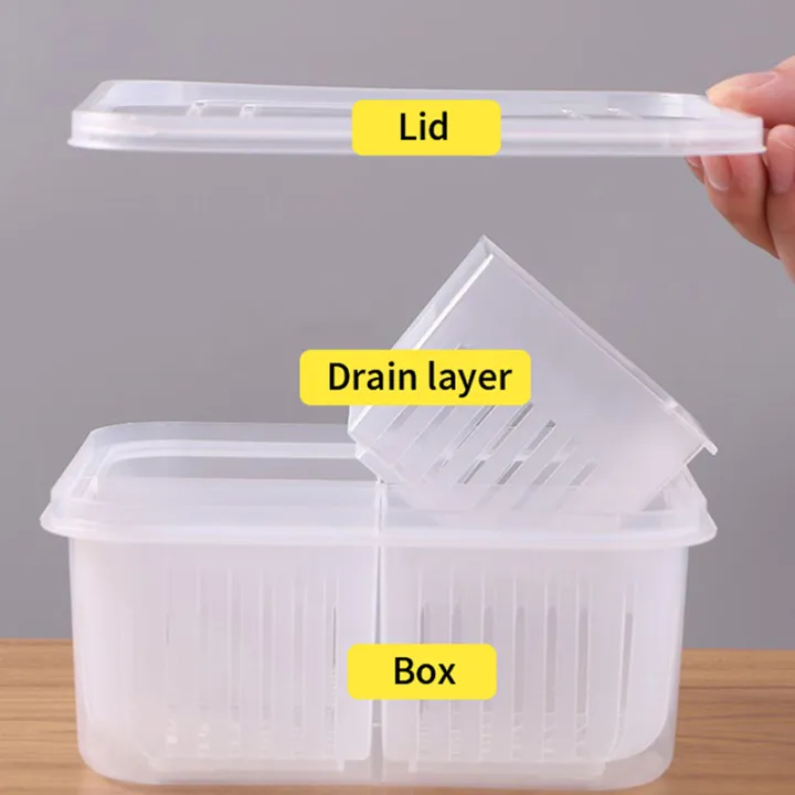 Refrigerator%20Storage%20Box%204%20Grid%20Food%20Vegetable%20Fruit%20Storage%20Box%20Fridge%20Organizer%20Drain%20Basket%20Meat%20Onion%20Ginger%20Clear%20Crisper%20-%20Image%208