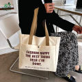 Trendy Top Handle Fashion Design Canvas Tote Bag Shopping Bag/College/University Bag, Tote Bag, Canvas Bag with Zipper.