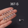 1PCS Crystal Flower Nose Stud L Shape Stainless Steel Cz Heart Nose Ring And Stud Butterfly Nose Ring Real Piercing Jewelry Lot. 