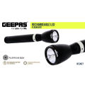 Geepas GFL3827 Rechargeable LED Flashlight Hyper-bright cool white microchip LED. 