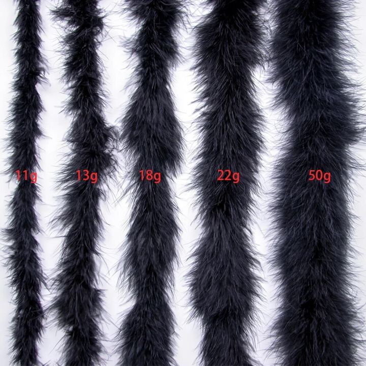 2 Meters Black Fluffy Marabou Feathers Boa Scarf Natural Turkey Feather On Ribbon Decor Wedding Dress Clothing Sewing Accessory