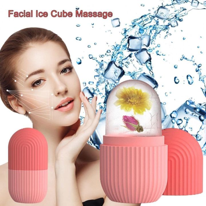 2-IN-1 Silicone Ice Roller Mold Mini Portable Face Cleansing Tool Cold Compress Soothing Massage Ice Box Durable Skin Care Tool.unique