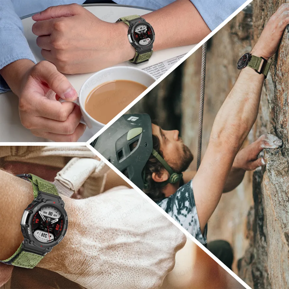 BoLuo Cinturini per Orologi per Huami Amazfit T-Rex 2 WatchBand, Cintura di Ricambio Acciaio inossidabile Bracelet Cinturino Wrist Strap Armband per Huami Amazfit T-Rex 2 / T Rex 2 (argento nero