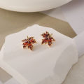 Fashion New Red Maple Leaf Earrings Light Luxury Temperament Simple Personality Women Party Earrings-MINETTE. 