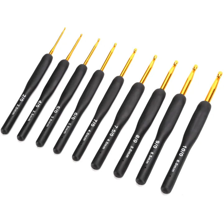 9Pcs%20Crochet%20Hook%20Sweater%20Sewing%20Thread%20Black%20Handle%20Craft%20Accessories%20Knitting%20Tools%20-%20Image%202