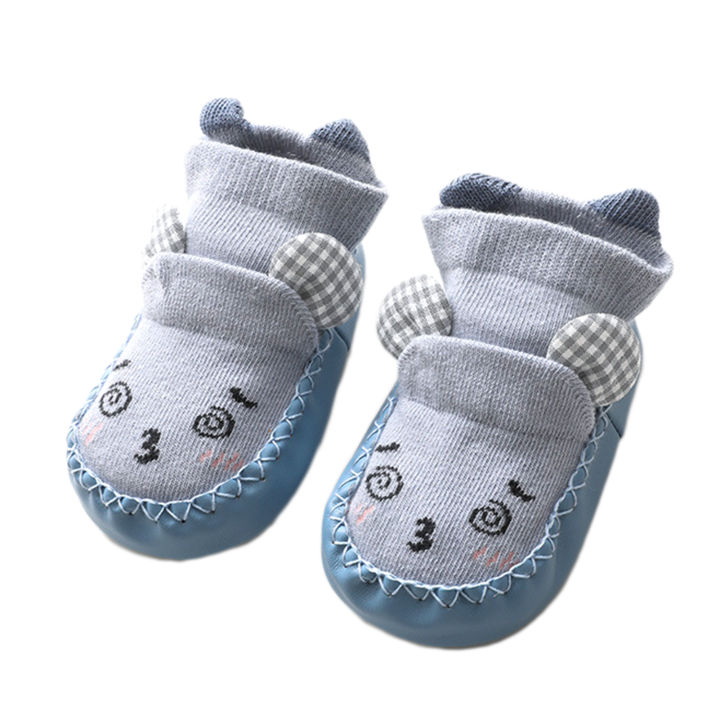 【LuckyBabyFans Store】（NEW）1 Pair Baby Sock Shoes Cartoon Expression Anti-skid Breathable Toddlers Floor Socks for Indoor