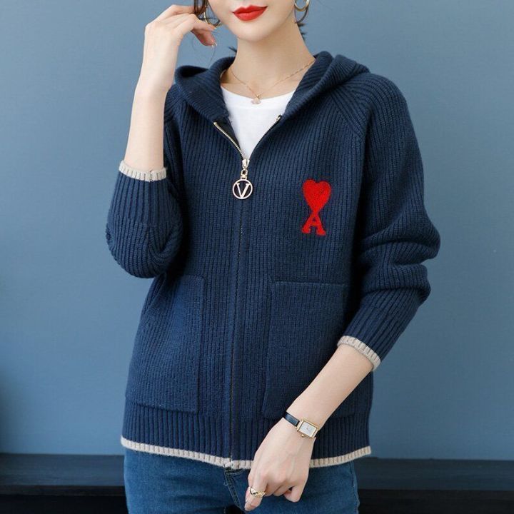 Hooded%20Coat%20Zipper%20Cardigan%20Sweater%20Women's%20Autumn%20and%20Winter%20Embroidered%20Top%202022%20Spring%20Fashion%20Sweater%20Knitwear%20-%20Image%205