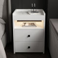 Modern square Bedside Table with Motion sensor light Coffee End Bed Side, Bedside Table Nightstand with Led Light for Bed Rooms Bedroom 24/16.