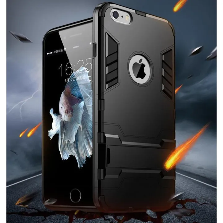 Armor Case For iPhone 6 Plus / iPhone 6s Plus 6s+ Hard Case Cover with Rubber Grip and Kickstand Made of Virgin Plastic X1 Dual Armor Cases and Cover Black Navy Blue