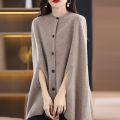 AW22 100% Cashmere Round Neck Sleeveless Knit Top Cape Cardigan Coat Loose And Lazy. 
