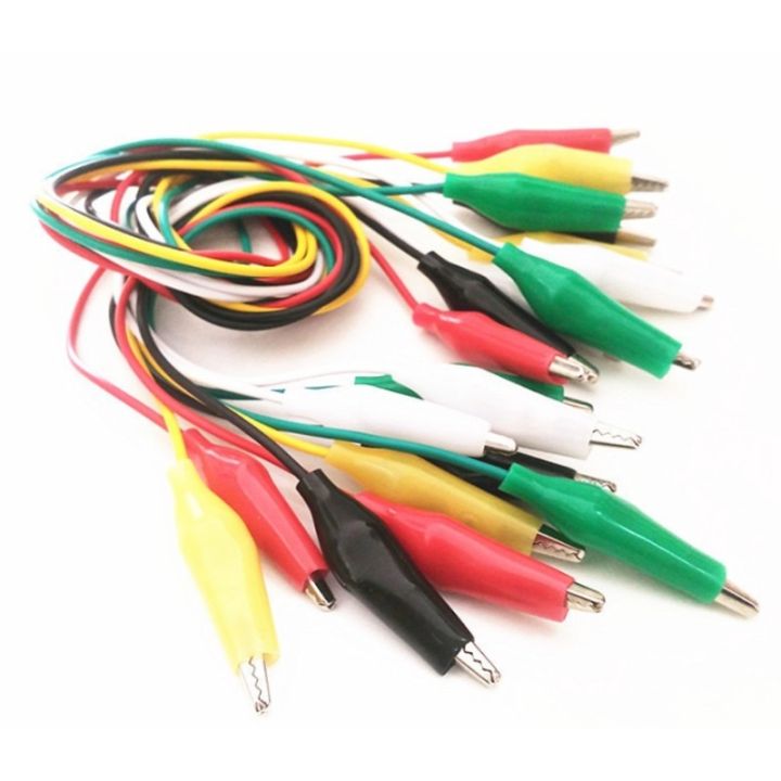High-Quality Dual-End Crocodile Clip Test Cable - 10 Pack, 48cm Length, Multi-Color, Iron Clips for Easy Testing