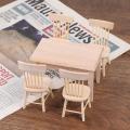 1Set 1/12 Dollhouse Miniature Dining Table Chair Doll House Wooden Furniture Toy. 